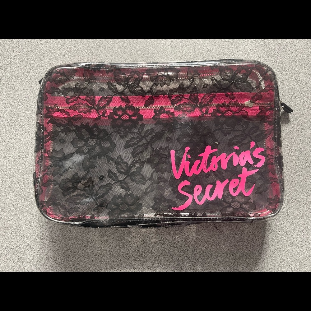 Victoria’s Secret Black & Pink Clear Cosmetic Bag